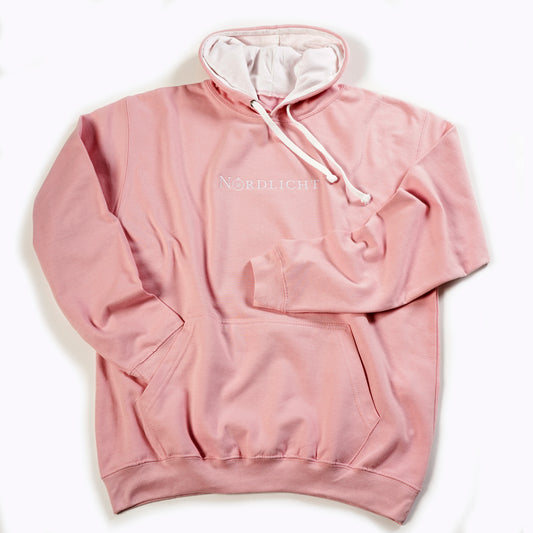 Hoodie Nordlicht - rosa mit weißer Kontrastkapuze